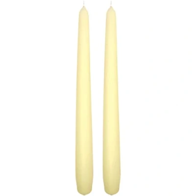 Image of Tapered Dinner Candles, Pack of 2, Unscented, Long Burning Time, 24 cm / 19.45 (Ecru, Matt)