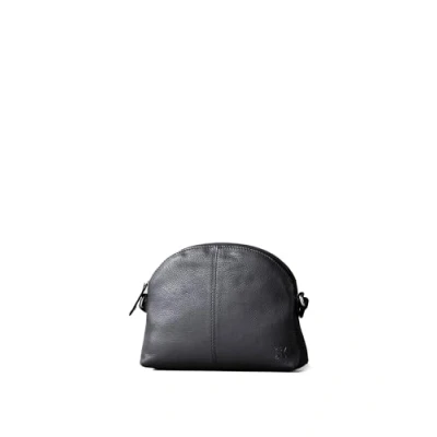 Image of Elterwater Curved Leather Cross Body Bag (Black)