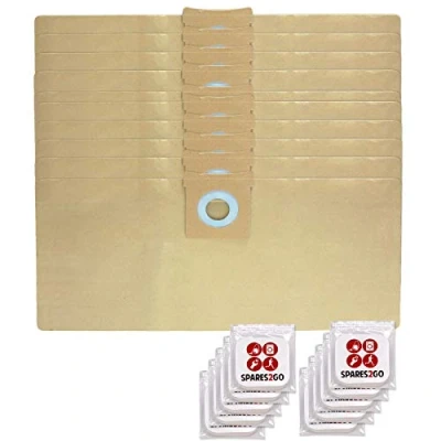 Image of SPARES2GO 10 x Dust Bags for Titan 16L 20L 30L 40L Vacuum Cleaner + Freshener Tabs