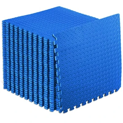 Image of ProsourceFit Puzzle Exercise Mat ½ in, EVA Interlocking Foam Floor Tiles for Home Gym, Workout Equipment, Padding Kids, Blue, 24 in x 144 Sq Ft 36