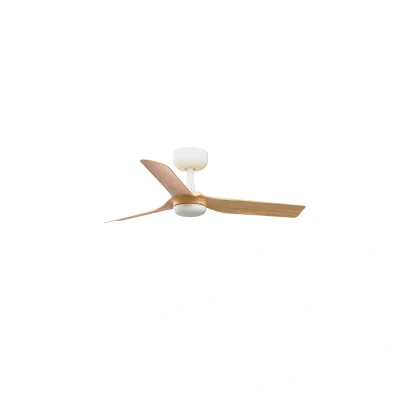 Image of Mini Punt Small 3 Blade Ceiling Fan Matt White, Maple Wiz Smart System