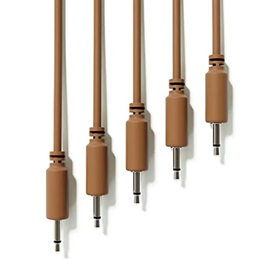 Image of ExcelValley 5 Pack Mono Modular Patch Cables TS 3.5mm 1/8&quot; Eurorack Synthesizer [Brown 120 cm 47&quot;]