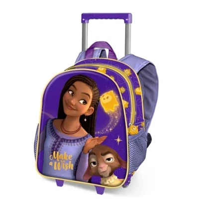 Image of Disney Wish Star Small 3D Backpack with Wheels, Lilac, 26 x 34 cm, Capacity 12.5 L