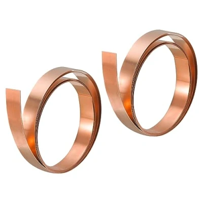 Image of uxcell Copper Sheet Roll, Metal Foil Plate 1000mm x 10mm 0.5mm 2pcs