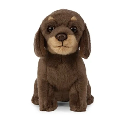 Image of Living Nature Soft Toy Plush Sausage Dog Dachshund Puppy, Brown, 16cm