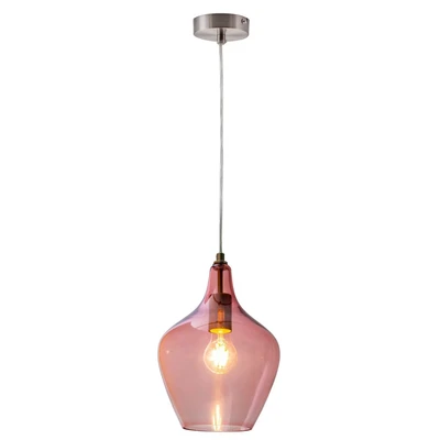 Image of NOWA GmbH Paso hanging light made of glass, 1 bulb, rose