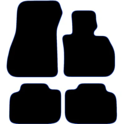 Image of Carsio Carpet Car Mats For BMW X1 2015 Onwards 4 Piece Set Tailored Fit Floor Mat Complete Accessory Black Custom Fitted All Weather, Anti Slip Backing &amp; Blue Trim