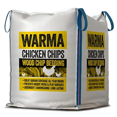 Image of 1 x Bulk Dumpy Bag Warma Premium Chicken Wood Chips Hardwood Chippings Bedding Coops Hens Poultry Run Animal Pens Garden Boarders Path Walkways Ground Cover Kids Outdoor Childrens Play Areas