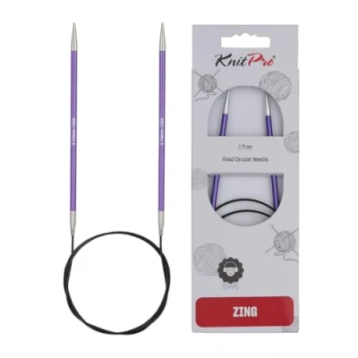 Image of Knit Pro KP47128 Zing: Fixed Circular Knitting Pins: 80cm x 3.75mm, Metal, 3.75, Purple