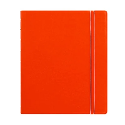 Image of Filofax REFILLABLE NOTEBOOK CLASSIC, 9.25&quot; x 7.25&quot; Orange Elegant leather look cover with moveable pages Elastic closure, index, pocket and page marker (B115904U)