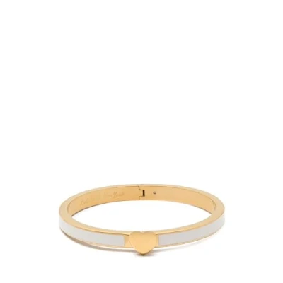 Image of kate spade new york Heart YOU Hinged Bangle Bracelet white/goldcoloured, Women&#039;s, Size: One Size, White/gold coloured
