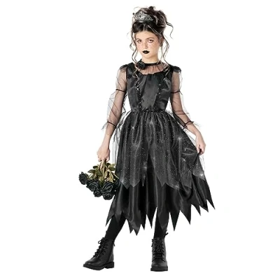 Image of Morph Kids Gothic Witch Costume For Girls Black Dress Small