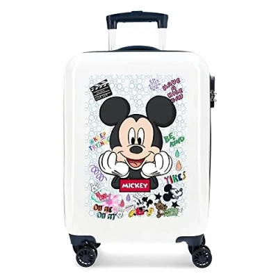 Image of Disney Mickey Be Cool Cabin Suitcase White 38x55x20 cm Rigid ABS Side Combination Lock 34L 2 kgs 4 Double Wheels Hand Luggage