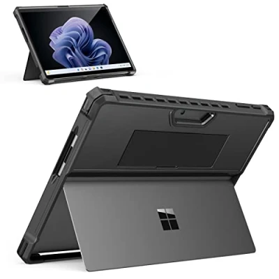 Image of MoKo Case Compatible with Microsoft Surface Pro 11 /Surface 10 9 13 Inch, All in One Protective Rugged Cover Hand Strap &amp; Type Keyboard, Black