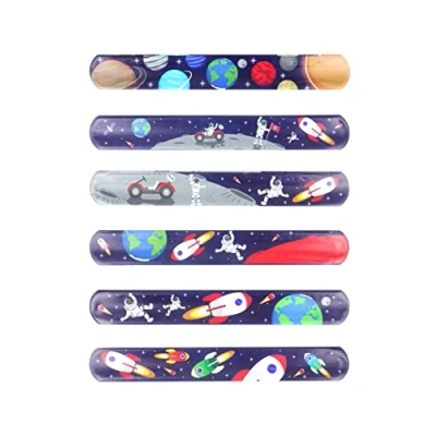 Image of Anila&#039;s Complete Space Themed 10 Party Bag Fillers &amp; Favours Assorted Snap Bracelets. (Ideal for Children Aged 3 8)