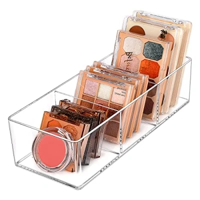 Image of JessLab Drawer Organizer, 3 Compartment Acrylic Makeup Organizer Cosmetic Storage Jewelry Display for Desk Wardrobe Bathroom Vanity Countertop, Transparent