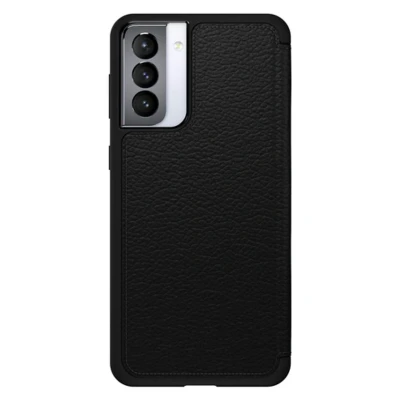 Image of OtterBox Strada Case Samsung Galaxy S21+ 5G, Shockproof, Drop Proof, Premium Leather Protective Folio With Two Card Holders, 3x Tested To Military Standard, Black, No Retail Packaging