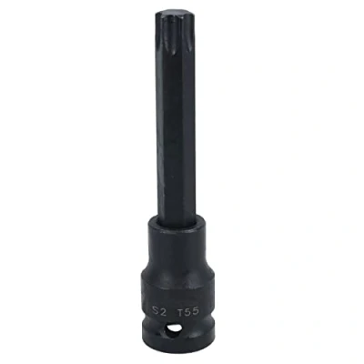 Image of T55 1/2in Drive Deep Impact Impacted Torx Star Male Socket 100mm Long