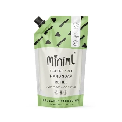 Image of Miniml Hand Soap Wash Liquid 1L Refill Cucumber &amp; Aloe Vera Infused Eco Friendly Washing Gel for Soft and Sensitive Skin Care 100% Vegan Cruelty Free