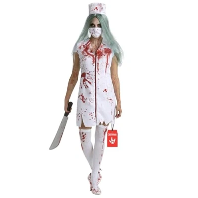 Image of Morph Zombie Nurse Costume, Nurses Outfit Fancy Dress, Costume Adult, Bloody Halloween X Large