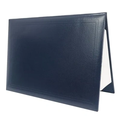 Image of GraduatePro Graduation Certificate Holder A4 Diploma Cover Leather Document Padded Hardback Paper University Presents Navy