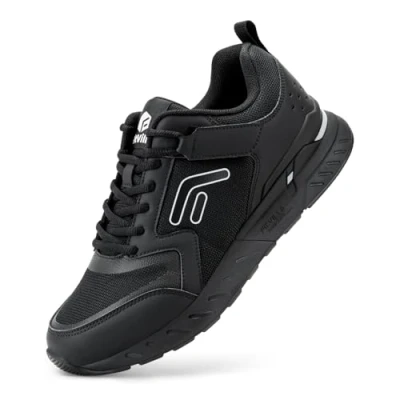 Image of FitVille Mens Lightweight Trainers Extra Wide Fit Comfortable Walking Shoes Breathable Running Sneakers for Plantar Fasciitis Flat Feet Rebound Core V7 Jet Black