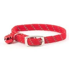 Image of Paradise Pets ANCOL SAFETY SOFTWEAVE ELASTICATED REFLECTIVE CAT COLLAR RED WITH TRADITIONAL METAL BUCKLE (NOT PLASTIC CLIP) X 5