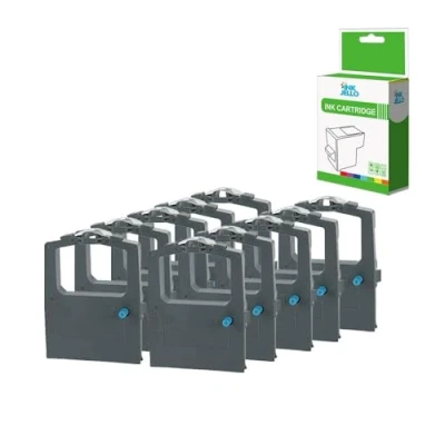 Image of InkJello Ribbon For Printer, Compatibile with OKI Microline ML182 ML183 ML192 ML193 ML280 Elite ML280eco ML320 ML321 ML3320 ML3320eco ML3321 ML3321eco ML 182 (Black, 10 Pack)