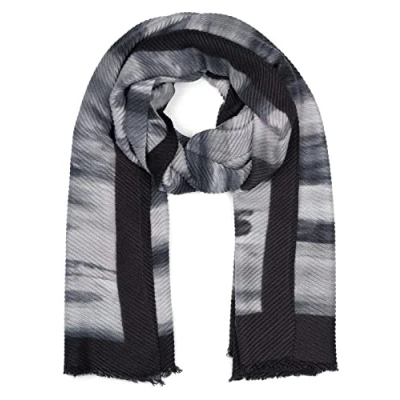 Image of styleBREAKER Ladies Scarf Pleated with Brushstroke Pattern Framed, Crash Look, Warm Winter Stole multicoloured 01017148, Colour:Black Grey