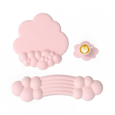 Image of Attack Shark Rainbow Cloud Wrist Rest Combo, Mouse Support for Ergonomic Pain Relief,Cute Desk Accessory Home Office,Non Slip, Palm Set Typing/Gaming/Computer/Laptop Flesh Pink