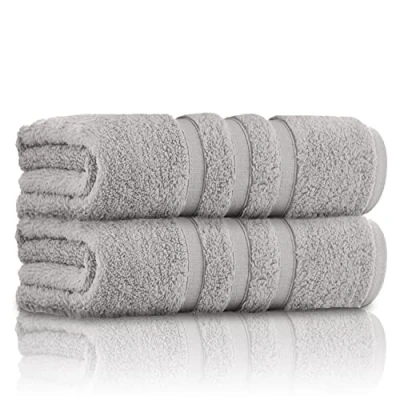 Image of GC GAVENO CAVAILIA 2 Pk Bath Towels, 550 Gsm Quick Dry Towel, Highly Absorbent Egyptian Cotton Towel Set, Machine Washable Bathroom Towels Silver
