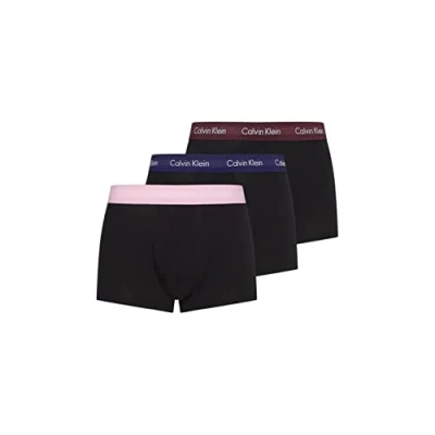 Image of Mens 3 Pair Calvin Klein Low Rise Trunks Grape Glimmer / Pale Orchid Purple XS