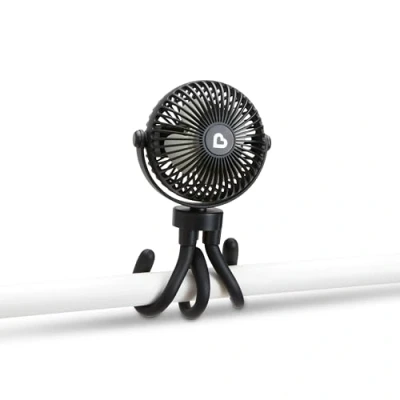 Image of Munchkin Pram Fan Mini Portable for Stroller with Led Lights Baby Essentials 360 Pushchair 4 Speeds Black