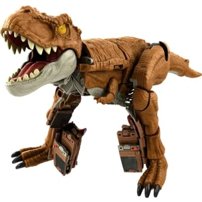 Image of Mattel Jurassic World Transforming Toy, Tyrannosaurus T Rex Dinosaur to Off Road Truck Vehicle, 28 Step Fierce Changers Chase N Roar, 2 in 1 Figure, HPD38