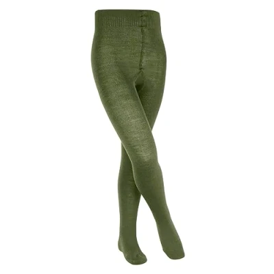 Image of FALKE Unisex Kids Comfort Wool K TI Warm Thick Plain 1 Pair Tights, Green (Sern 7681), 6 8.5