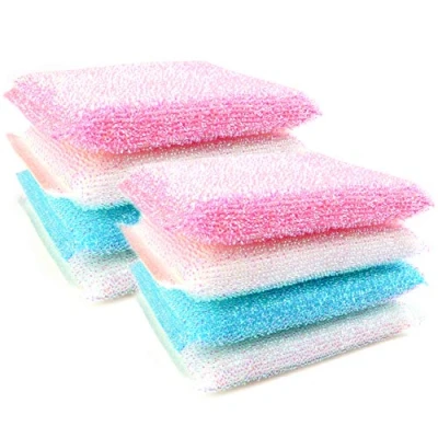 Image of 8X Non Scratch Pearl Scouring Sponge Pads Designed for Stick Pots &amp; Pans Gentle Friendly