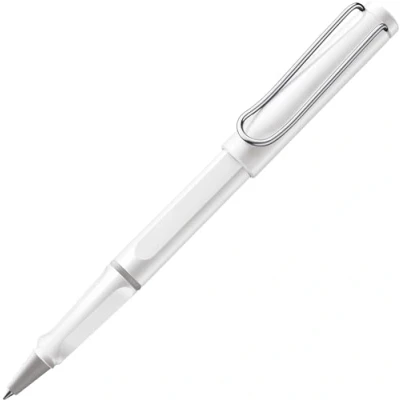 Image of Lamy safari white rollerball Pen with ergonomic grip &amp; line width M for pleasant long writing made of robust ASA plastic including refill 63 in blue