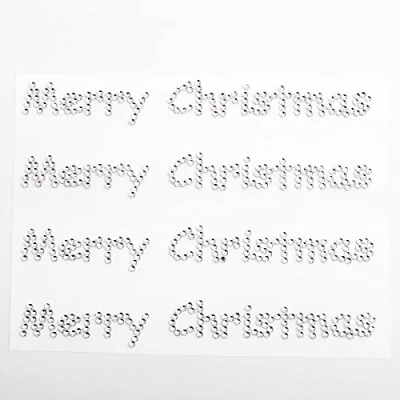 Image of 11cm Merry Christmas Self Adhesive Diamante Rhinestone Gem Craft Sticker (4 Pieces)