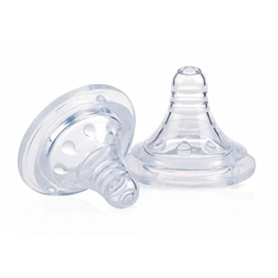 Image of Nuby ID1199 Silicone Anti Colic Teat for Bottles, Neck, Light Output Lento