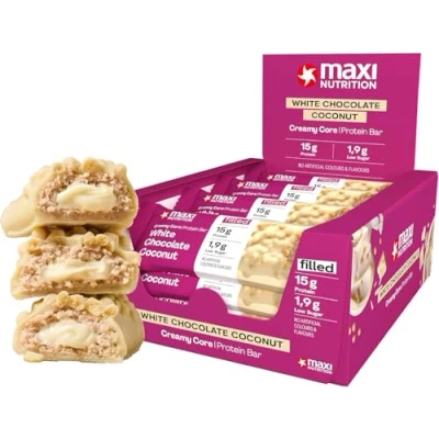 Image of MaxiNutrition Creamy Core protein Bar White Chocolate Coconut, 12 x 45 g, 15 g per serving