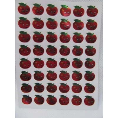 Image of Fat catz copy 350+ Childrens Reward Red Apple Happy Face Metallic Stickers for kids, motivation merit/praise school teacher labels