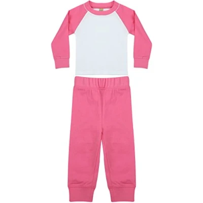 Image of Larkwood Childrens Baseball Top Style Pyjamas Candyfloss Pink/White 1218