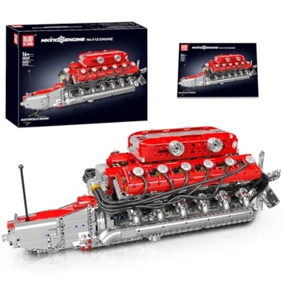 Image of Mould King 10169 V12 Engine Building Block Sets, Model Kit That Runs, MOC Engineering with Battery and Motor, 3472 PCS STEM Blocks for Adults