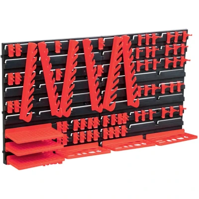 Image of vidaXL 71 Piece Storage Kit with Wall Panels Red and Black
