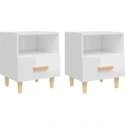 Image of vidaXL Bedside Cabinets 2 pcs High Gloss White 40x35x47 cm