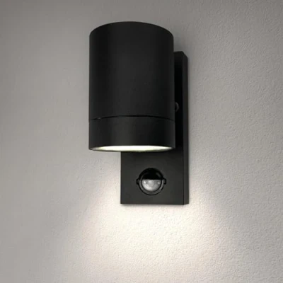 Image of Ledvion Colorado LED Outdoor Wall Light with Sensor Black Lamp Motion G10 Socket IP54