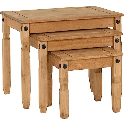 Image of Seconique Corona Nest Of Tables in Distressed Waxed Pine