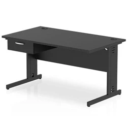 Image of Impulse 1400x800 Desk Black/Black Cable Managed Leg 1 Dr Fixed Ped