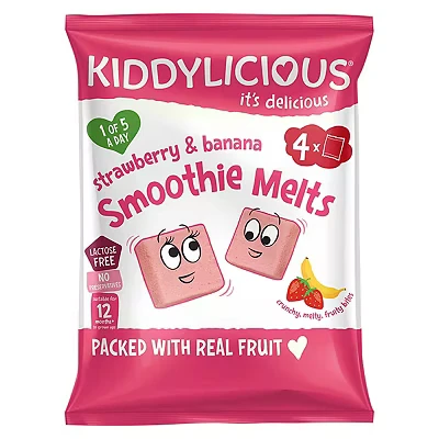 Image of Kiddylicious Strawberry &amp; Banana Smoothie Melts Multipack 4x6g