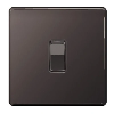 Image of BG Nexus Screwless Flatplate FBN12 Light Switch 1 Gang 2 Way 10 Amp (Black Nickel) by British General
